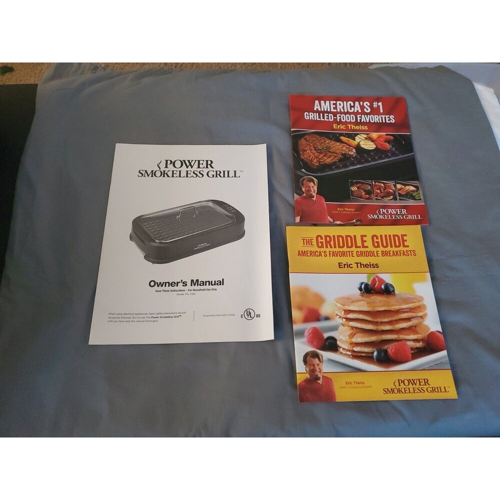 2 Power XL Smokeless Grill PG-1500FDR Manuals Owner's & Recipe TriStar Products